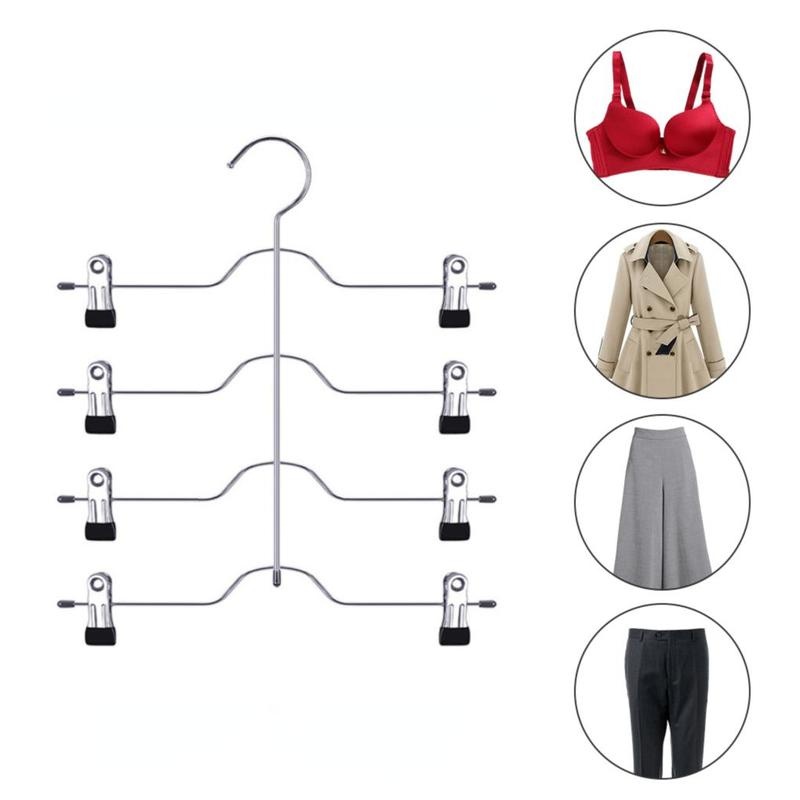 

4 Tier Pant Hanger For Clothes Organizer Multifunction Shelves Magic Trouser Hangers Closet Storage Organizer For Clothing Stores