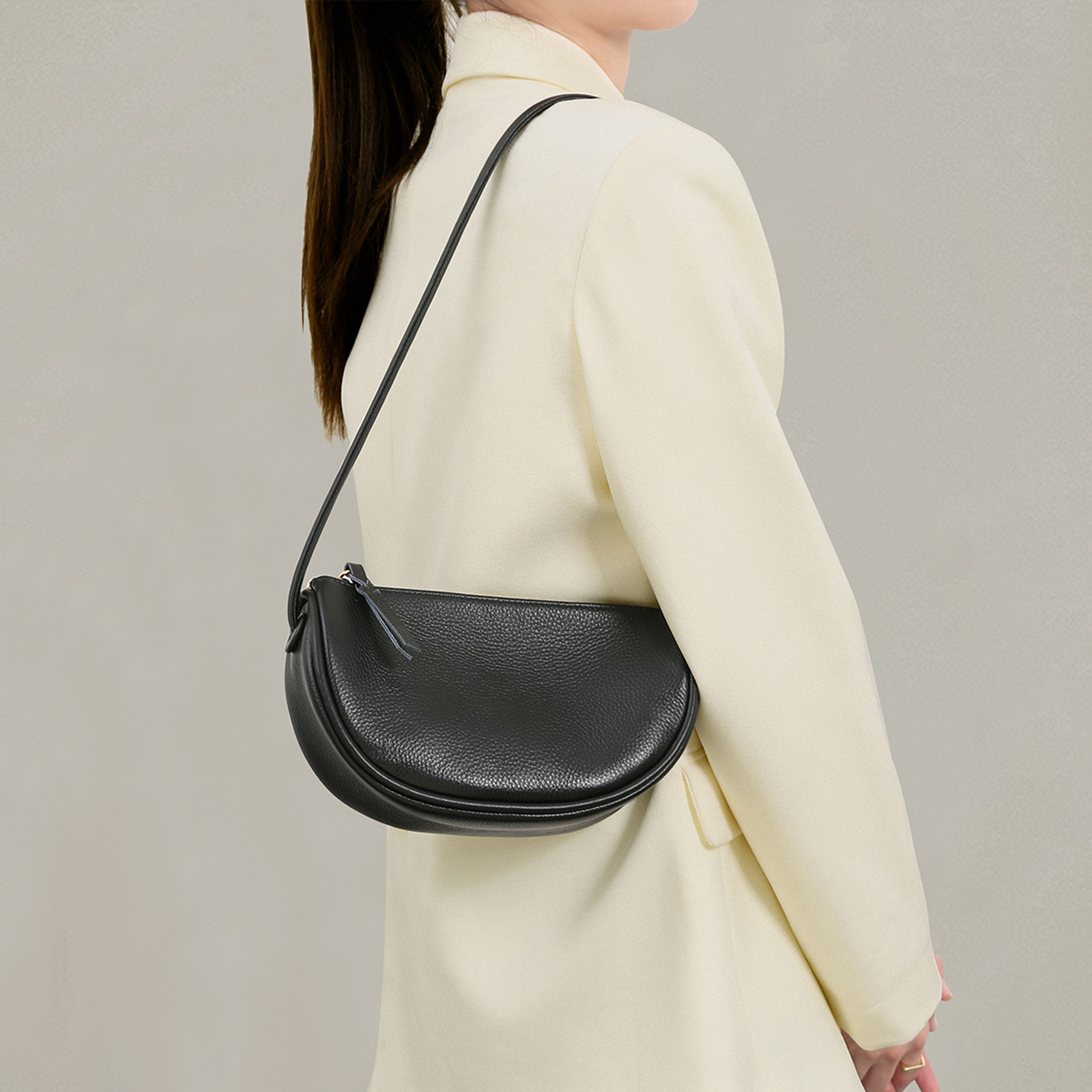 Women's Half Moon Leather Shoulder Bag