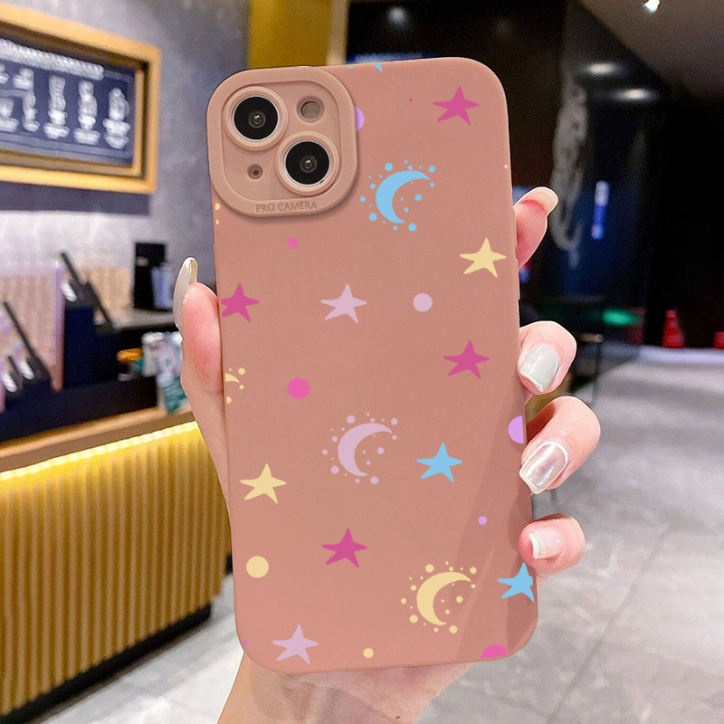 Muti-color Star Graphic Pattern Anti-fall Silicone Phone Case For