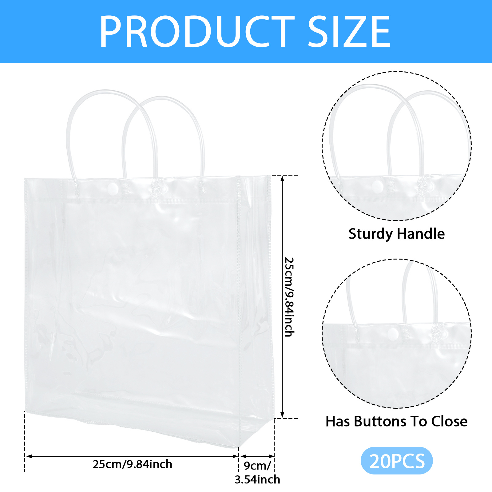 PVC Plastic Gift Wrap Bags Clear Gift Bags with Handles Plastic