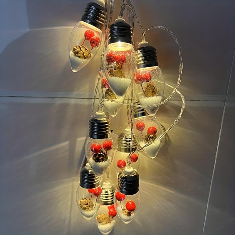 Antique Plastic Noel Battery Operated Warm White LED Bulb Light