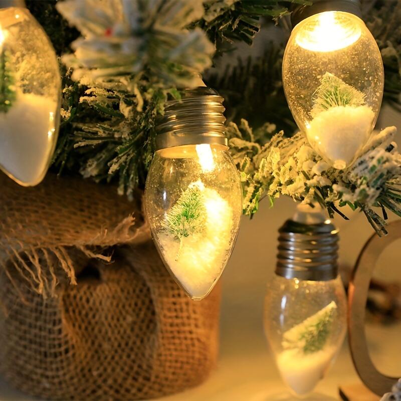 Guirlande lumineuse à bulles de Noël avec 10 ampoules LED transparentes,  fonctionne avec piles, guirlande lumineuse avec arbre de Noël, lumières de  Noël pour décoration de jardin