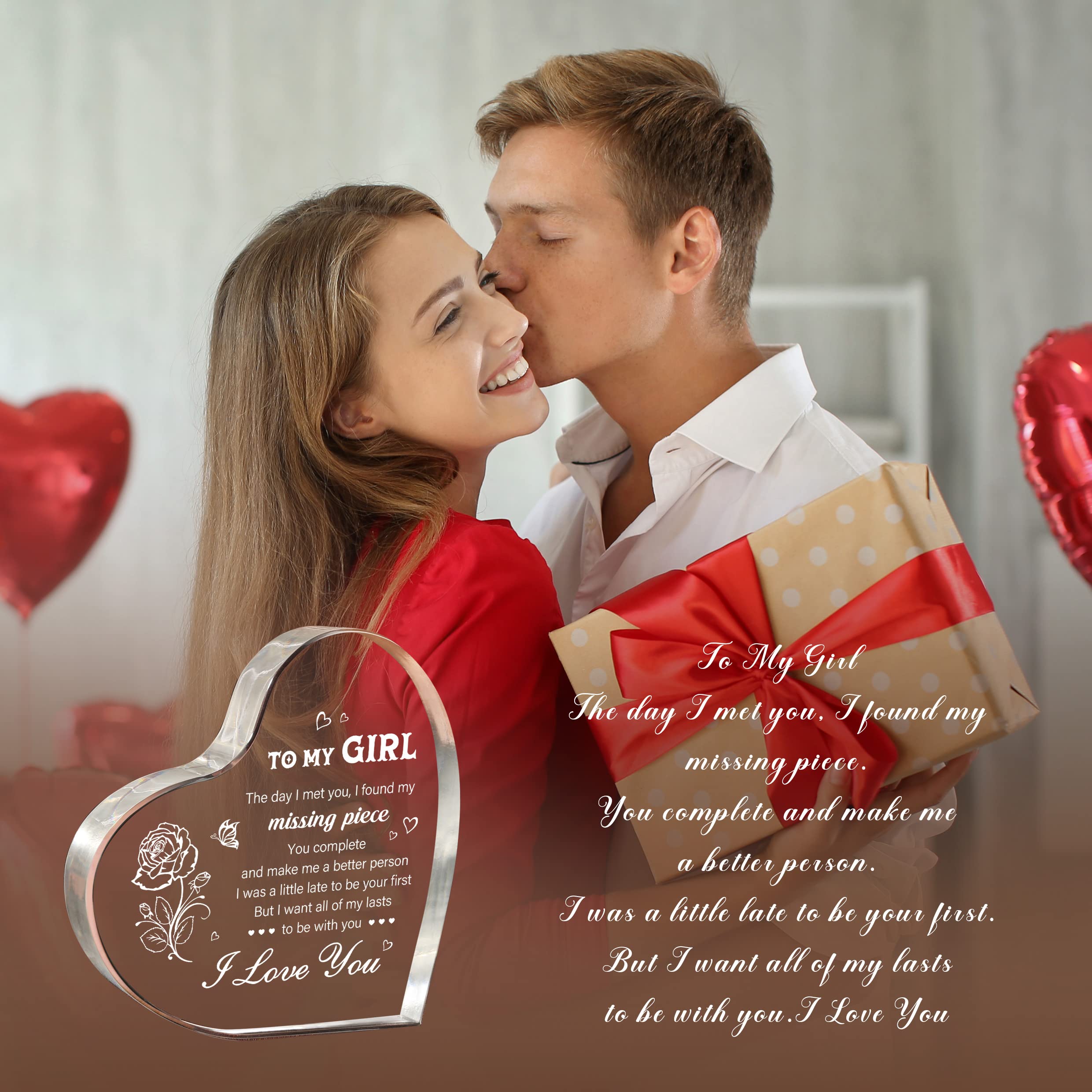 Romantic Anniversary Gift Heart Shaped Acrylic Keepsake Decor