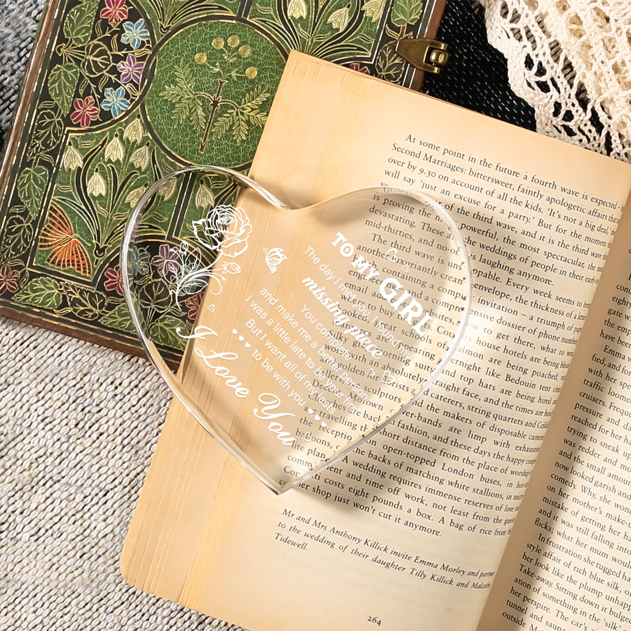 Romantic Anniversary Gift Heart Shaped Acrylic Keepsake Decor
