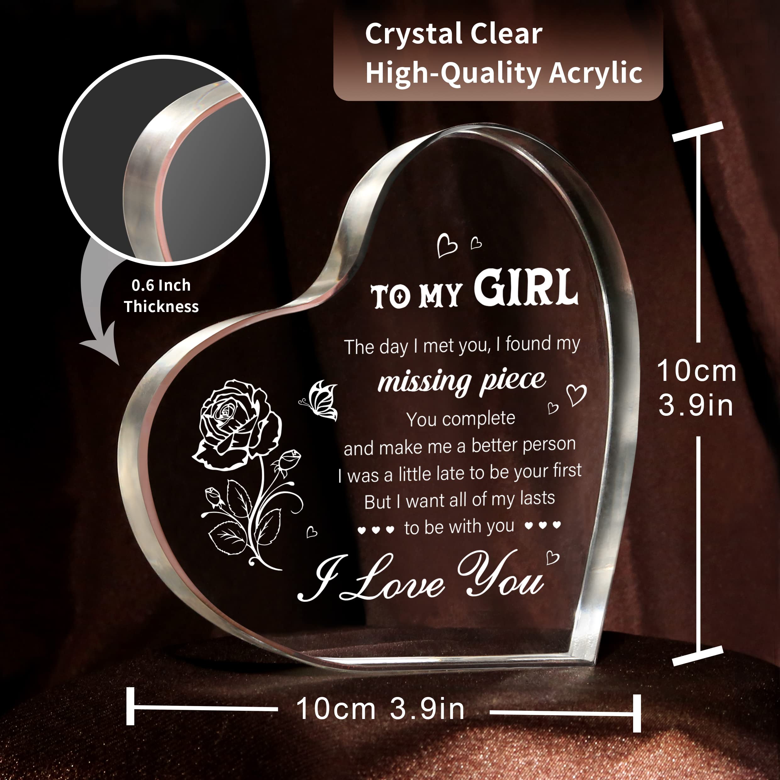 Romantic Anniversary Gift Heart Shaped Acrylic Keepsake Decor