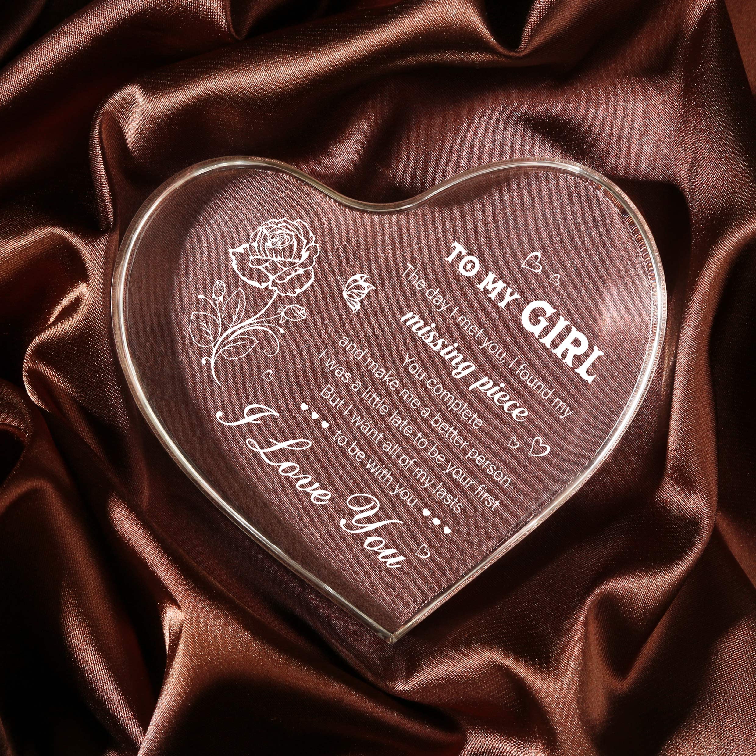 Romantic Anniversary Gift Heart Shaped Acrylic Keepsake Decor