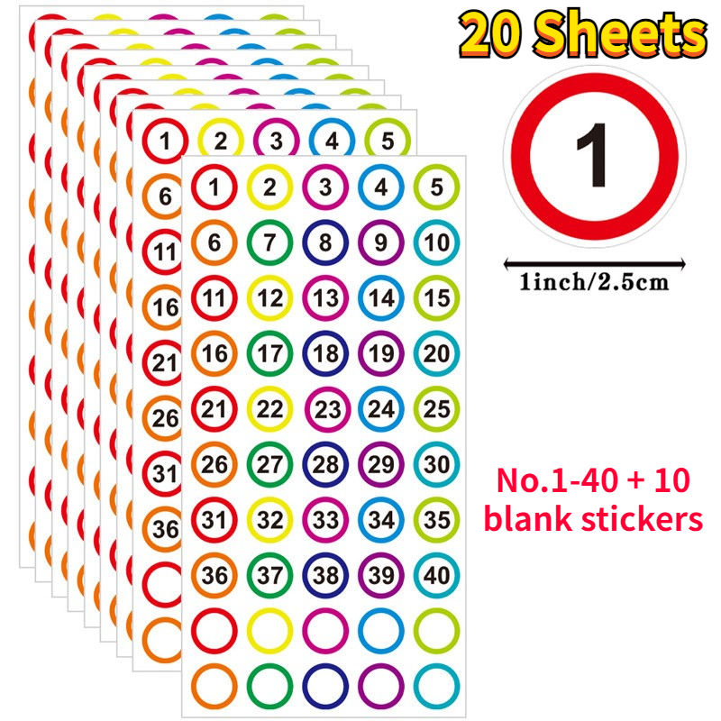 250 Stickers Number Label Number Stickers No.1 50 Round - Temu