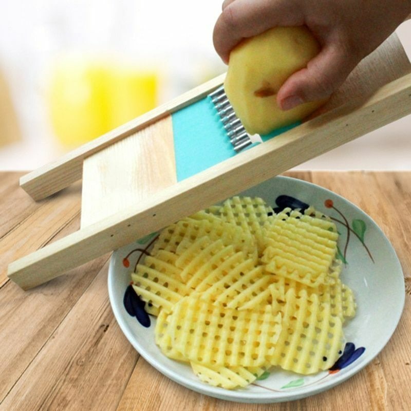 1pc, Potato Lattice Maker, Metal Wavy Chopper, Potato Slicers, Wooden  Vegetable Chopper, Multi-Functional Cucumber Slicers, Vegetable Slicer,  Kitchen