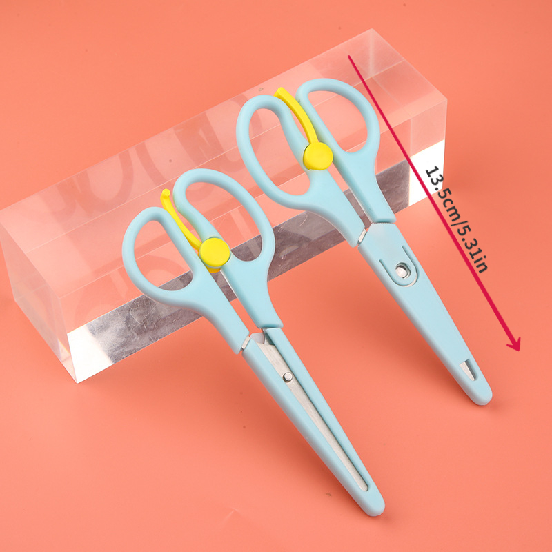 Hand Scissors With Cover Anti Pinch Elastic Kindergarten Paper