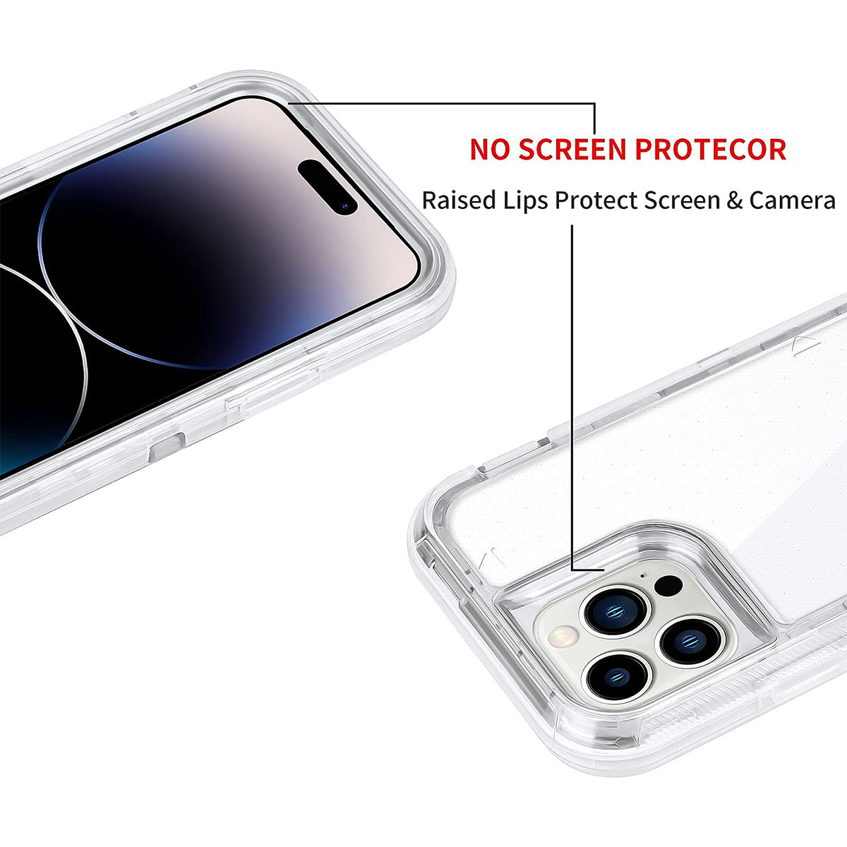 Phone Case for iPhone 13, 12 Pro Max, Clear Shockproof Protective