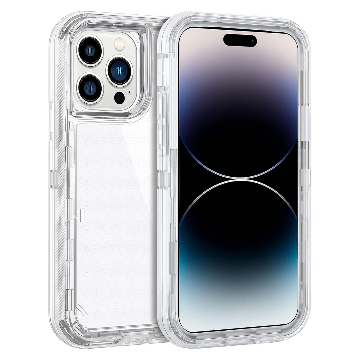 

For Iphone 14 Pro Max Clear Phone Case, Heavy Duty Protective Dual Layer Shockproof Case With Hard Pc Bumper Soft Tpu Back For Iphone 14/13/12/11