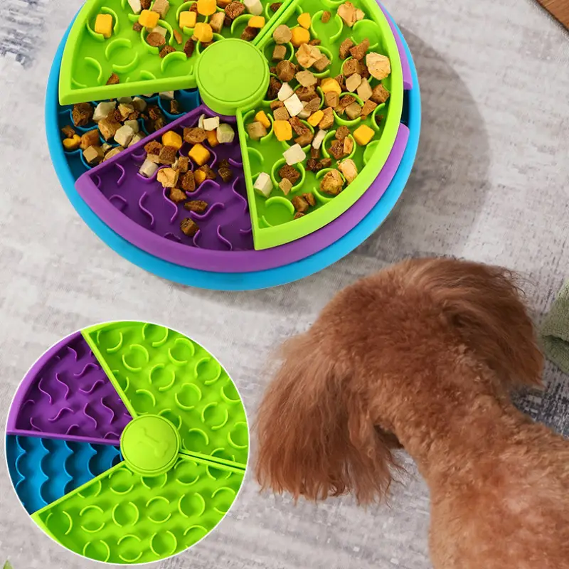 Slow Feeder Dog Feeder Bowl, Three-layer Plastic Rotating Dog