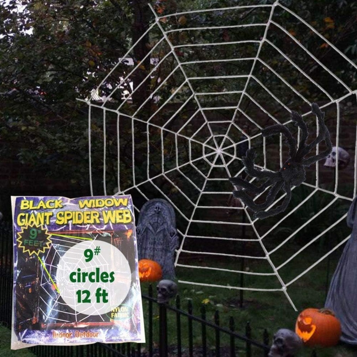 Giant Cobweb Spider Web Halloween Decoration Nylon Black Spiders Indoor  Outdoor