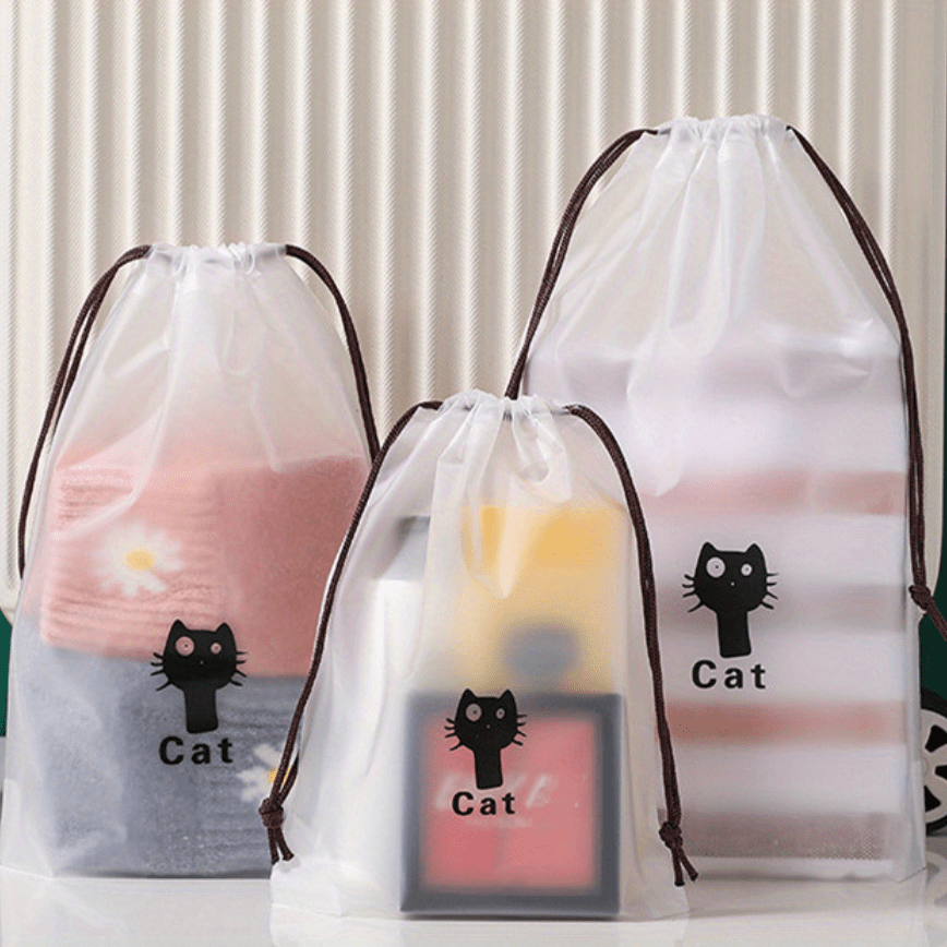 Transparent Waterproof Travel Cosmetic Bag/towel Socks Plastic Drawstring  Storage Bag - Temu