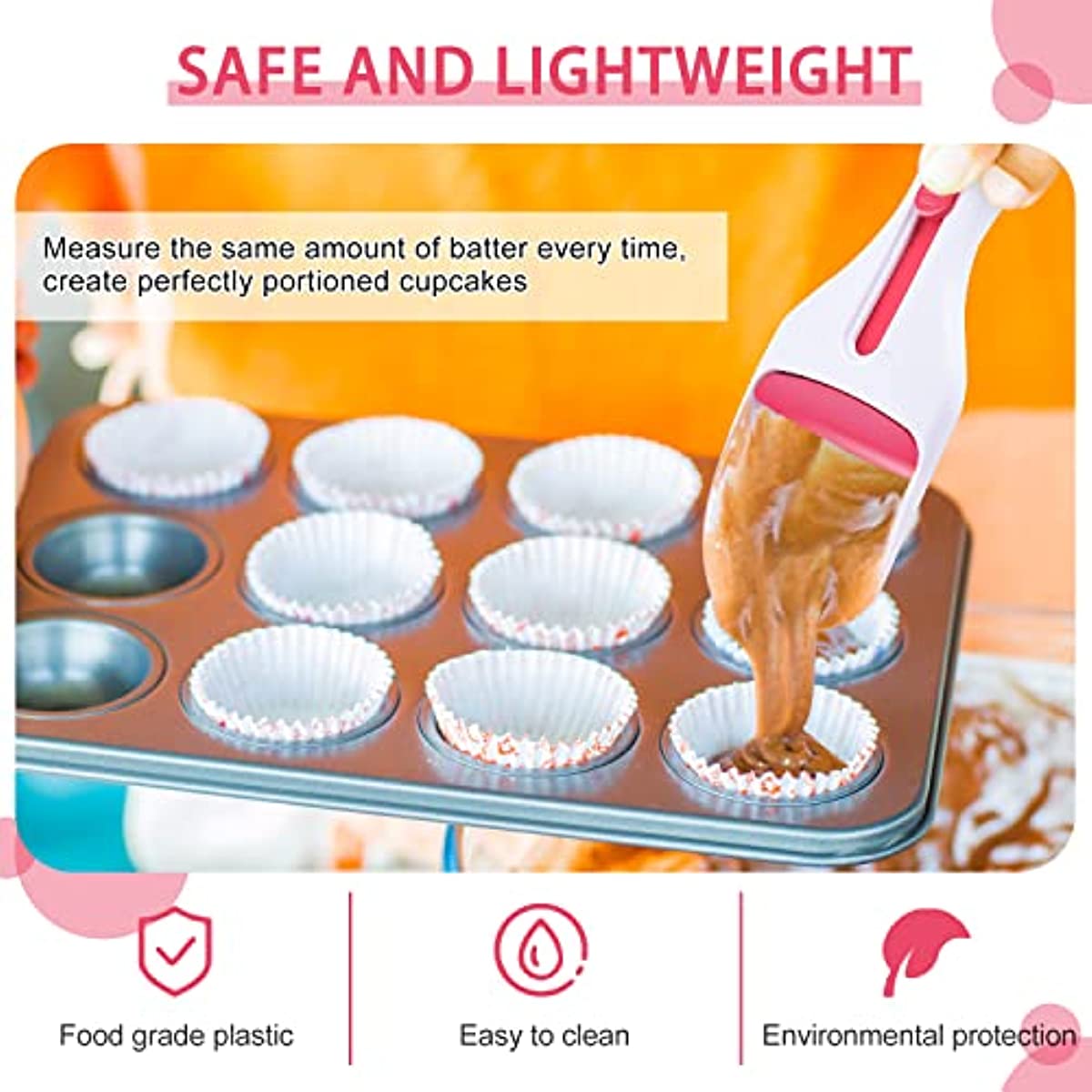 1pc Cupcake Scoop, Easy Baking Batter Dispenser With Measuring