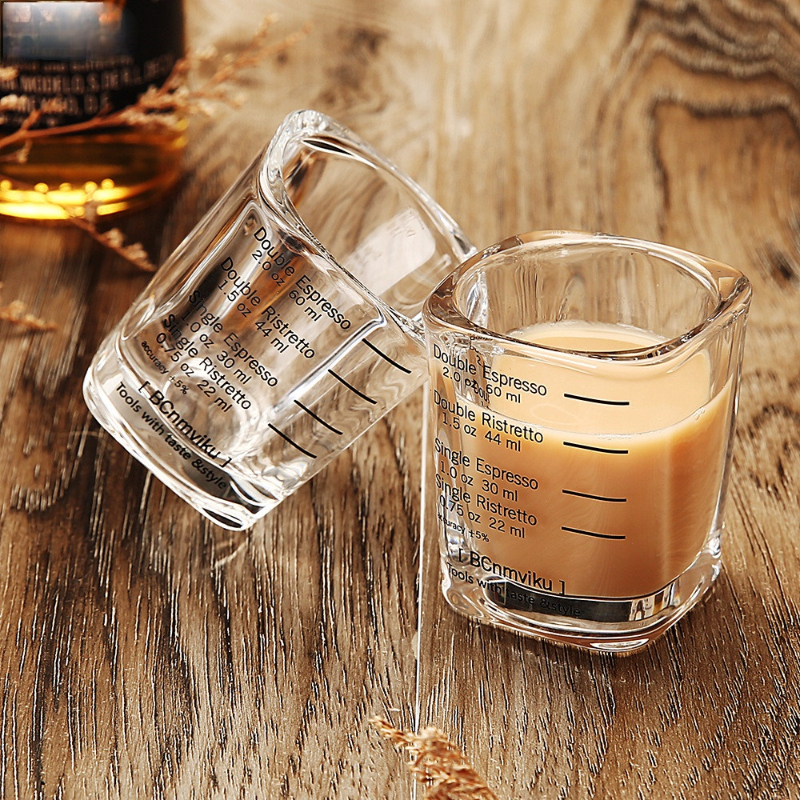 Espresso Measuring Glass Coffee Shot Glass Measuring Cup with 2