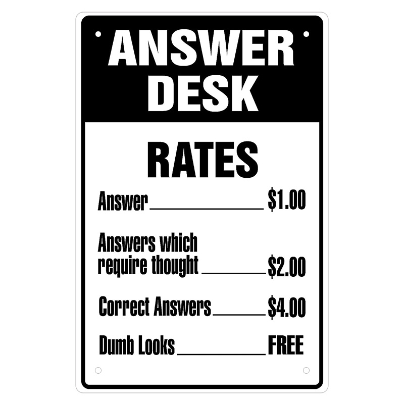 Answer Desk Rates Vintage Funny Metal Sign Office Temu
