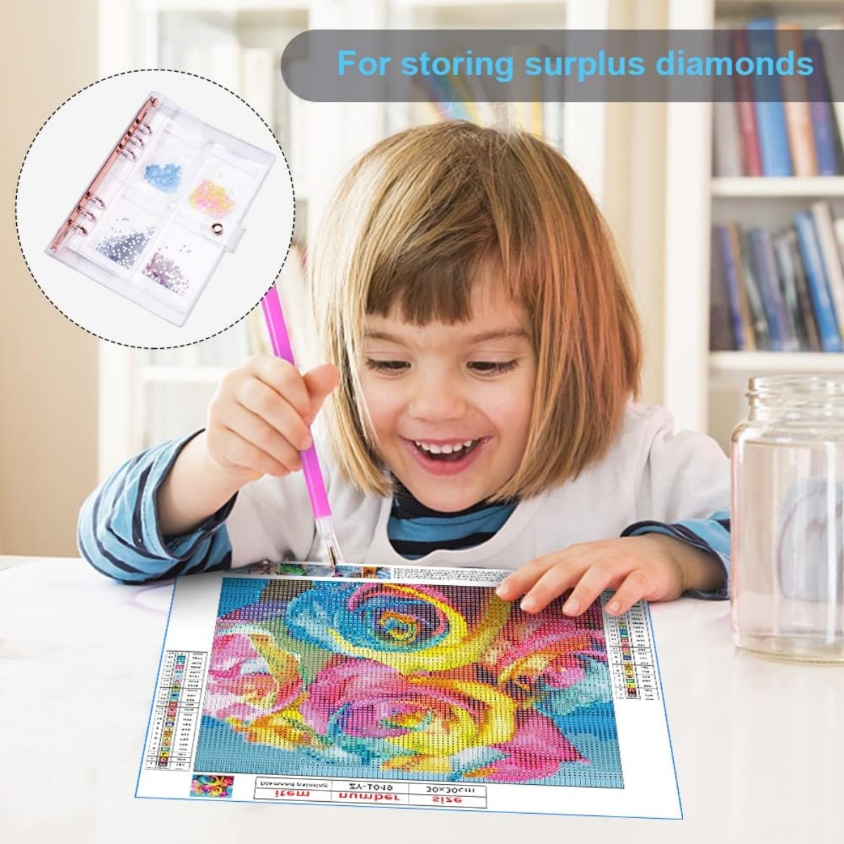 Diamond Painting Storage Containers Beads Storage Book A5 Binder with  Pockets Self Sealing Plastic Bags Color Number Stickers