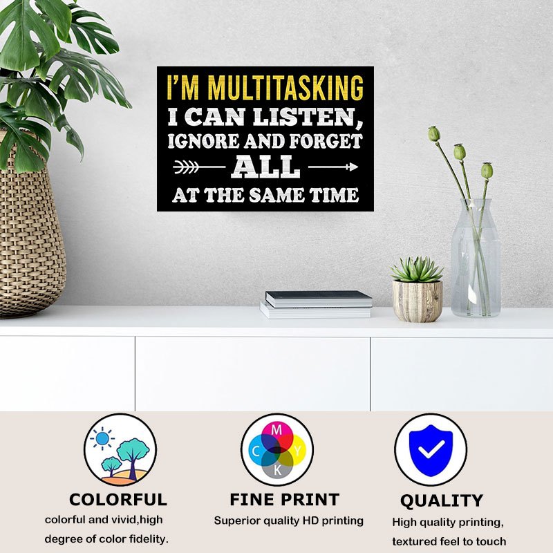 1pc Metal Sign Office Decor Men's Office Decor Office Desk Accessories I'm  Multitasking I Can Listen Ignore And Forget All At The Same Time Sign Funny