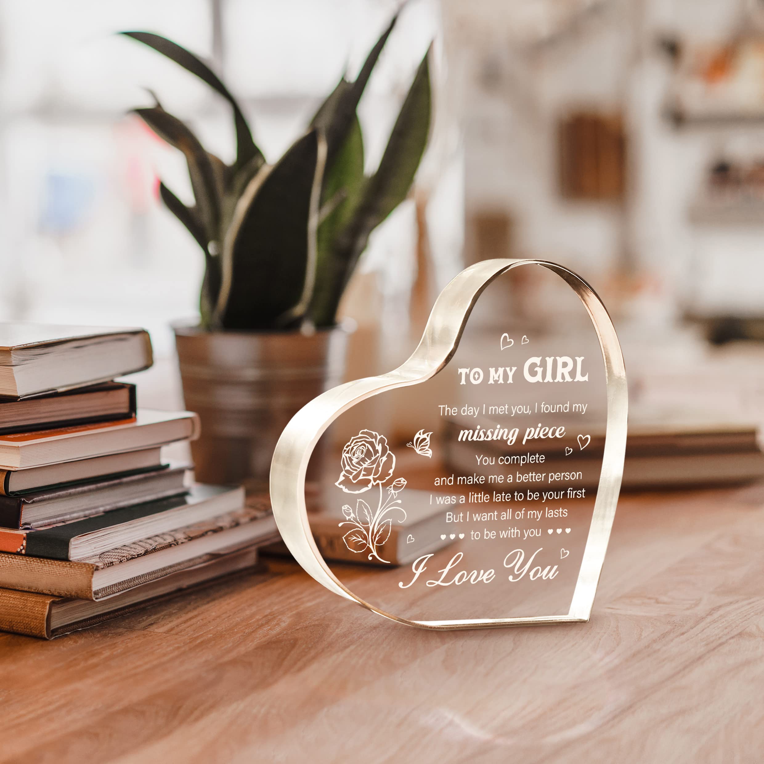 Gifts For Wife-1pc Heart Transparent Acrylic Plaque-To My Wife  Plaque-Anniversary Sign Gifts For Her-Delicate And Beautiful Wedding Anniversary  Gifts For Wife-I Love You Gift For Her-Inspirational Gifts From  Husband-Romantic Gift For Wife