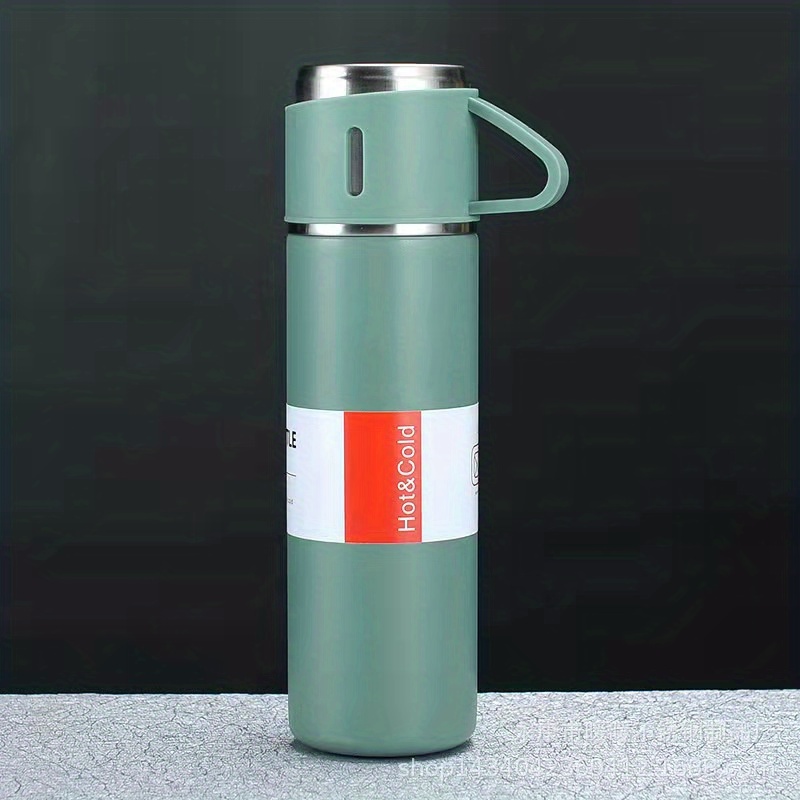 Stainless Steel Thermo 500ml/16.9oz Vacuum Insulated Bottle with Cup for  Coffee Hot drink and Cold drink water flask.(Brown,Set)