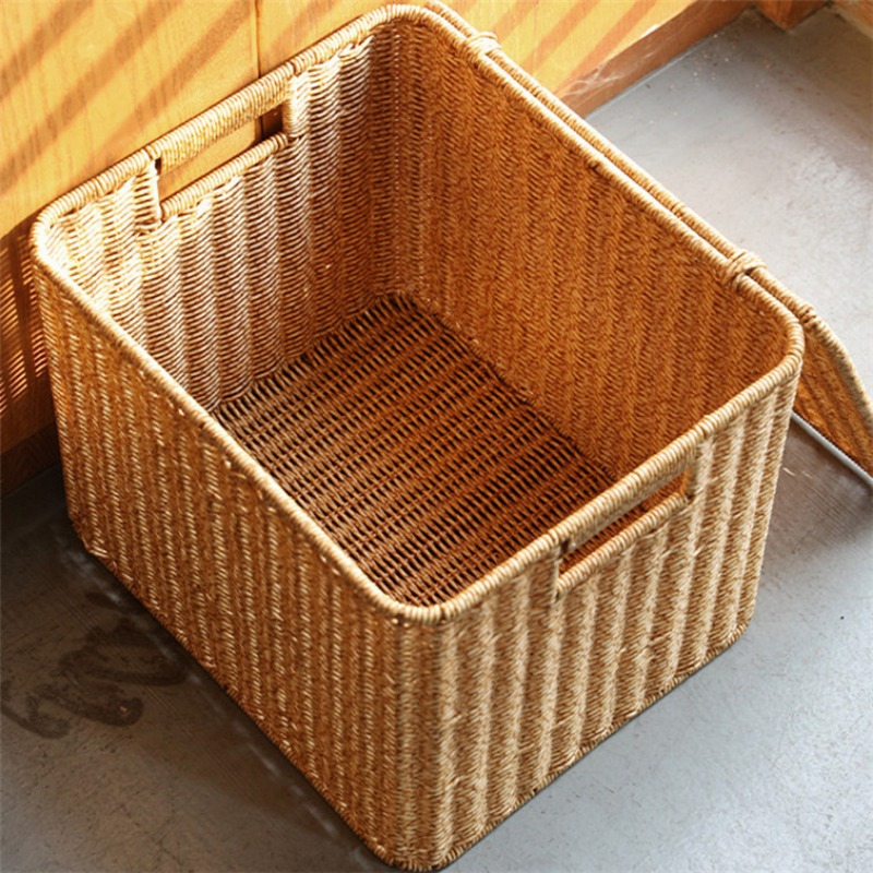 Plastic Storage Baskets Bamboo Lid Pantry Organization Storage