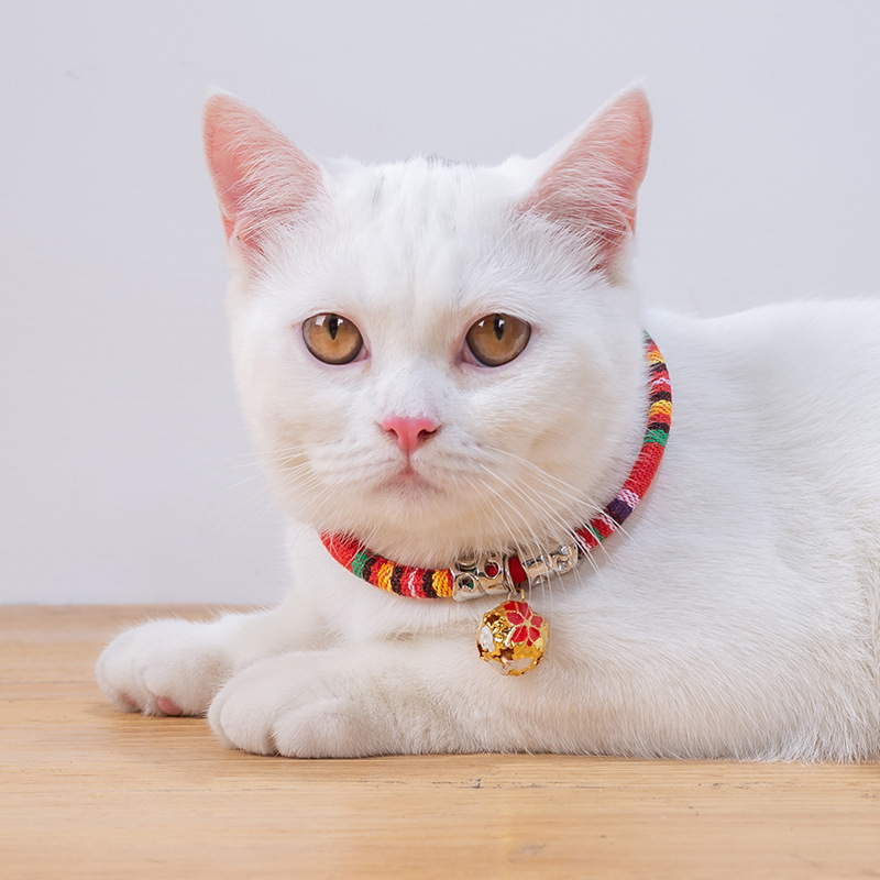 Japanese Style Adjustable Cat Collar with Bell Necklace Cute Pet Cat Dog  Pendant