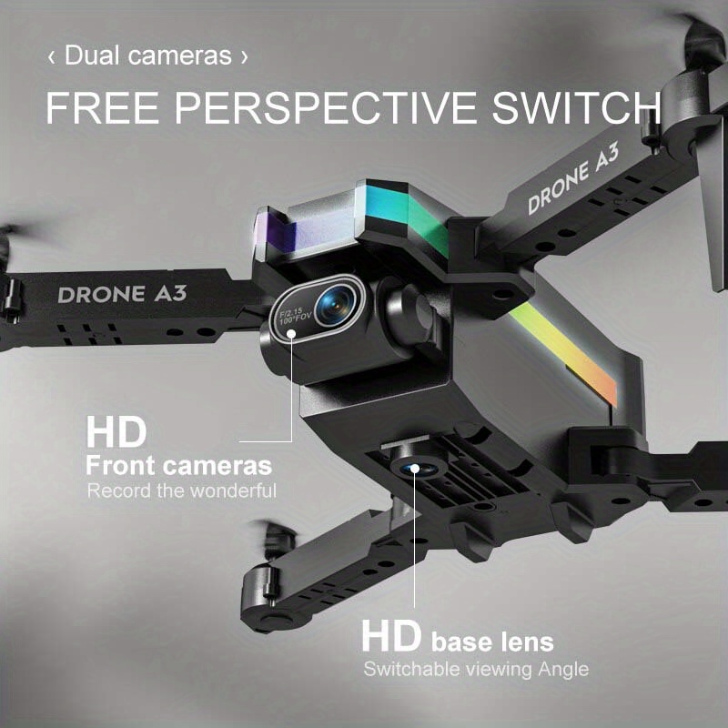a3 mini drone hd aerial photography dazzling light fixed height remote control flying foldable aircraft toy details 7