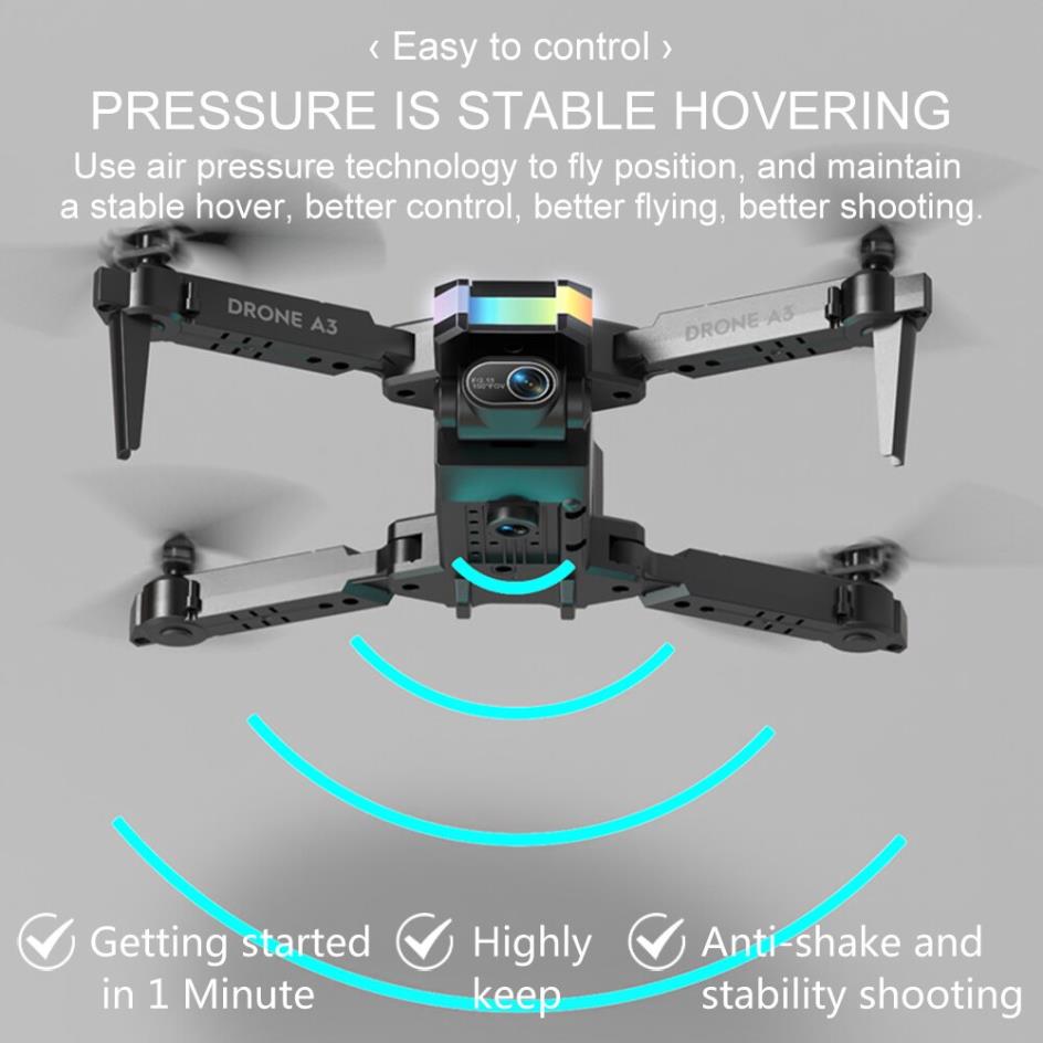 a3 mini drone hd aerial photography dazzling light fixed height remote control flying foldable aircraft toy details 9