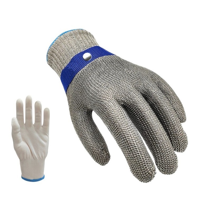 Anti Cutting Gloves Long Arm Cut Resistant Gloves, Woodworking and Wood  Carving Safety Work Gloves, Nylon Wristband Metal Chain Mail Gloves (Color  