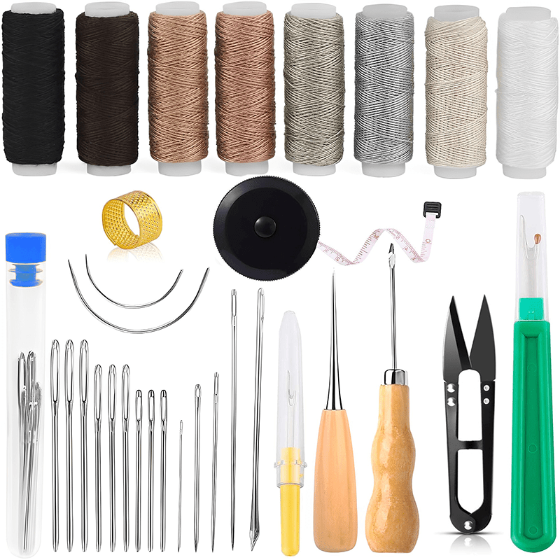 Upholstery Repair Sewing Kit Heavy Duty Sewing Kit with Sewing Awl, Seam  Ripper, Hand Sewing Stitching Needles, Sewing Thread, Leather Craft Tool  Kit