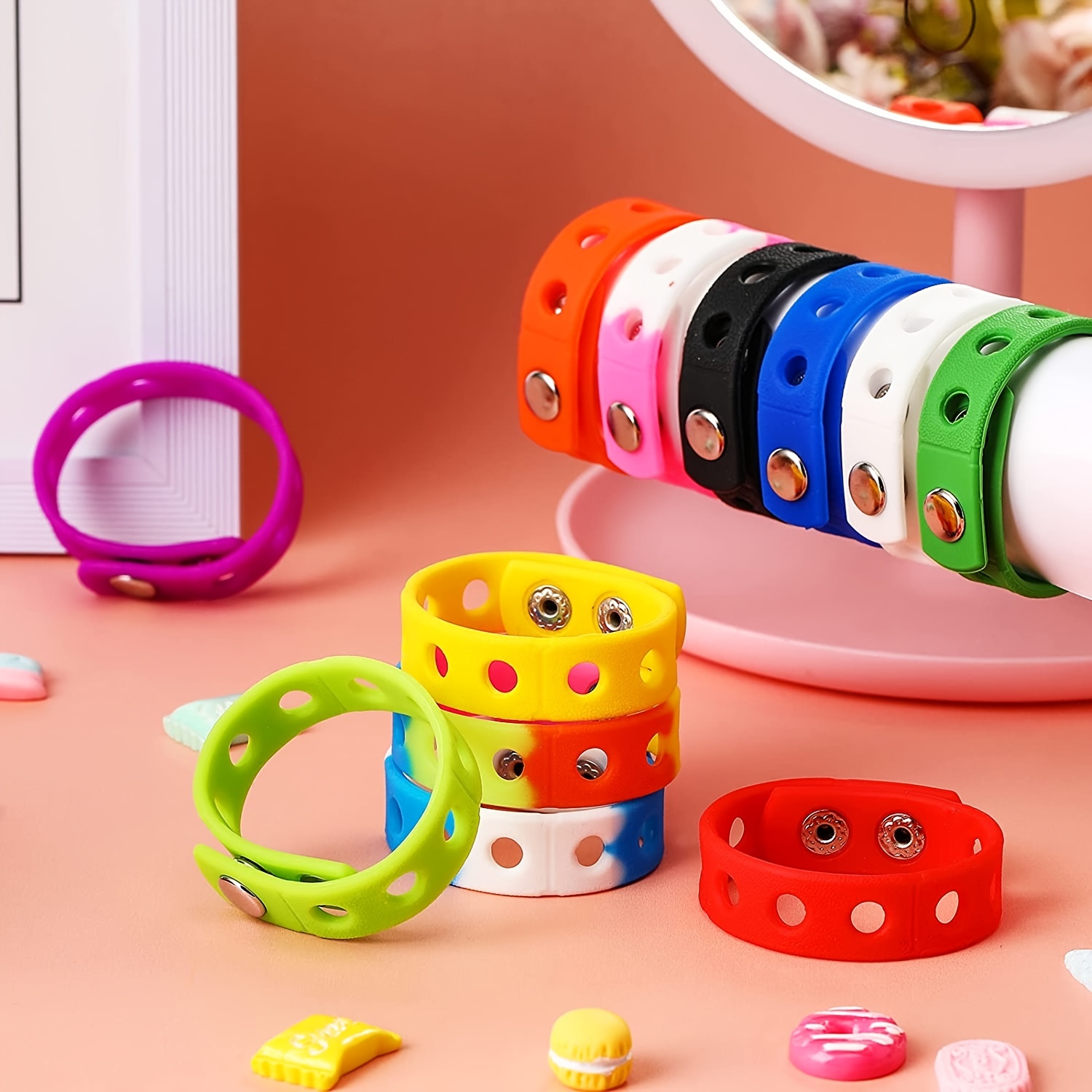 48PCS Tie Dye Party Favors Slap, Colorful Wristbands for Kids
