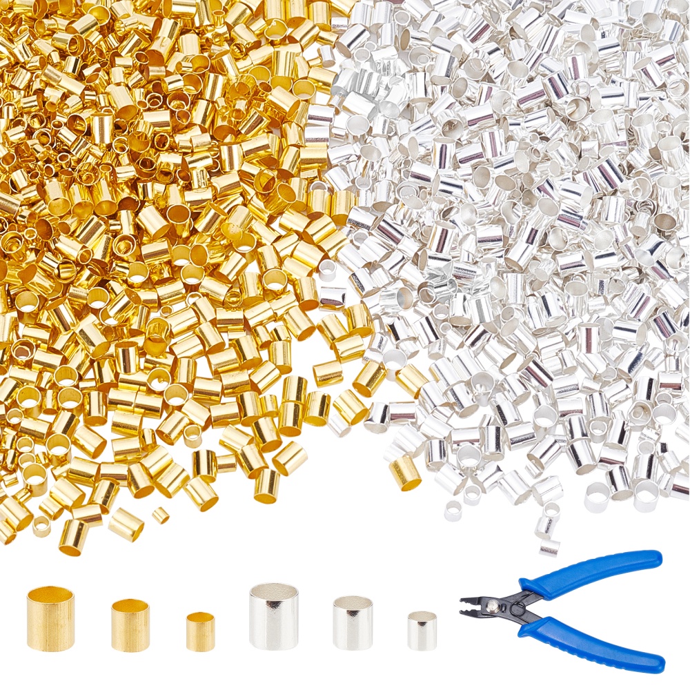 1000pcs 2mm Round Crimp Beads Jewelry Making Crimp End Spacer Bead, Multicolor
