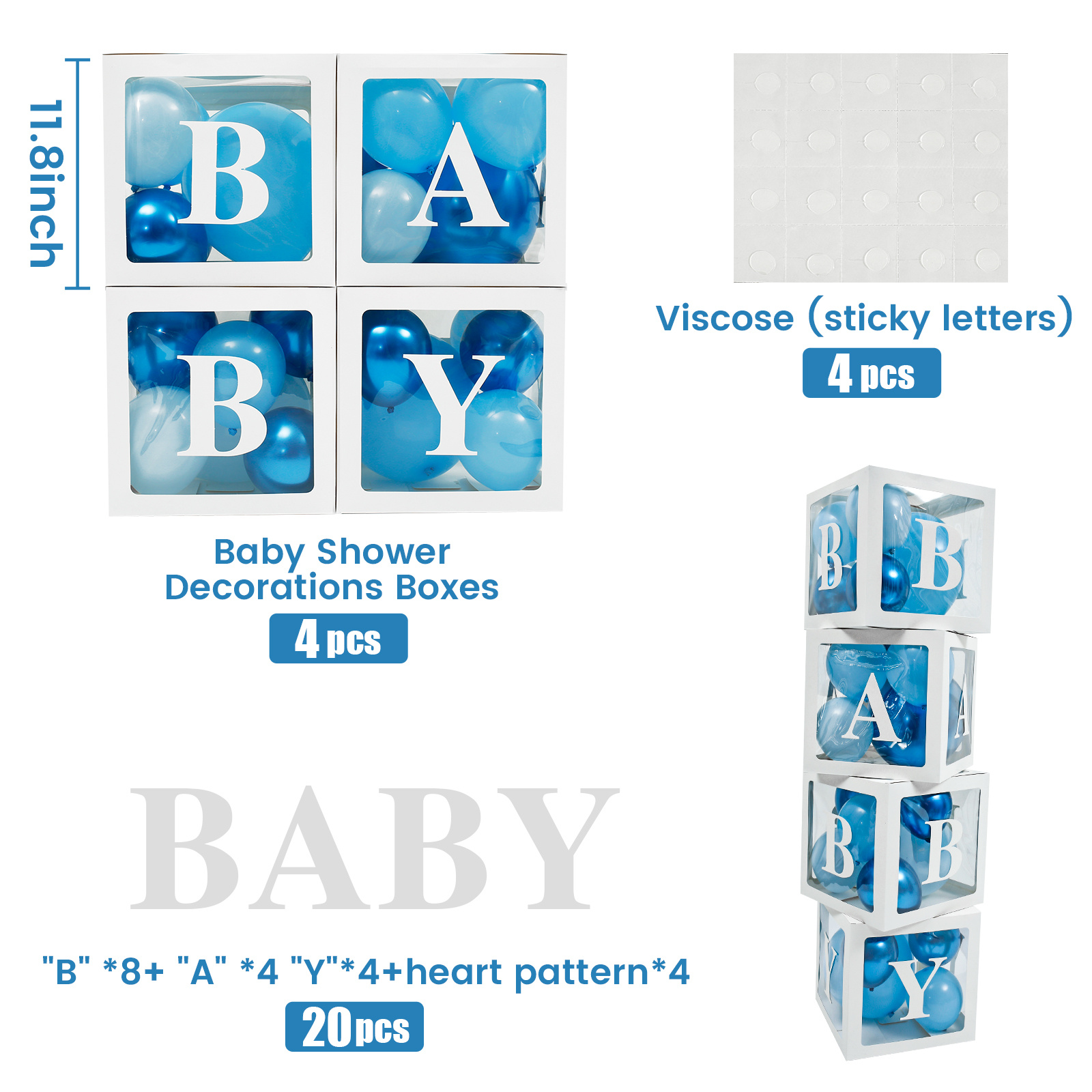 4 Piezas Cajas Bebé Letras Cumpleaños Baby Shower Bloques - Temu Spain
