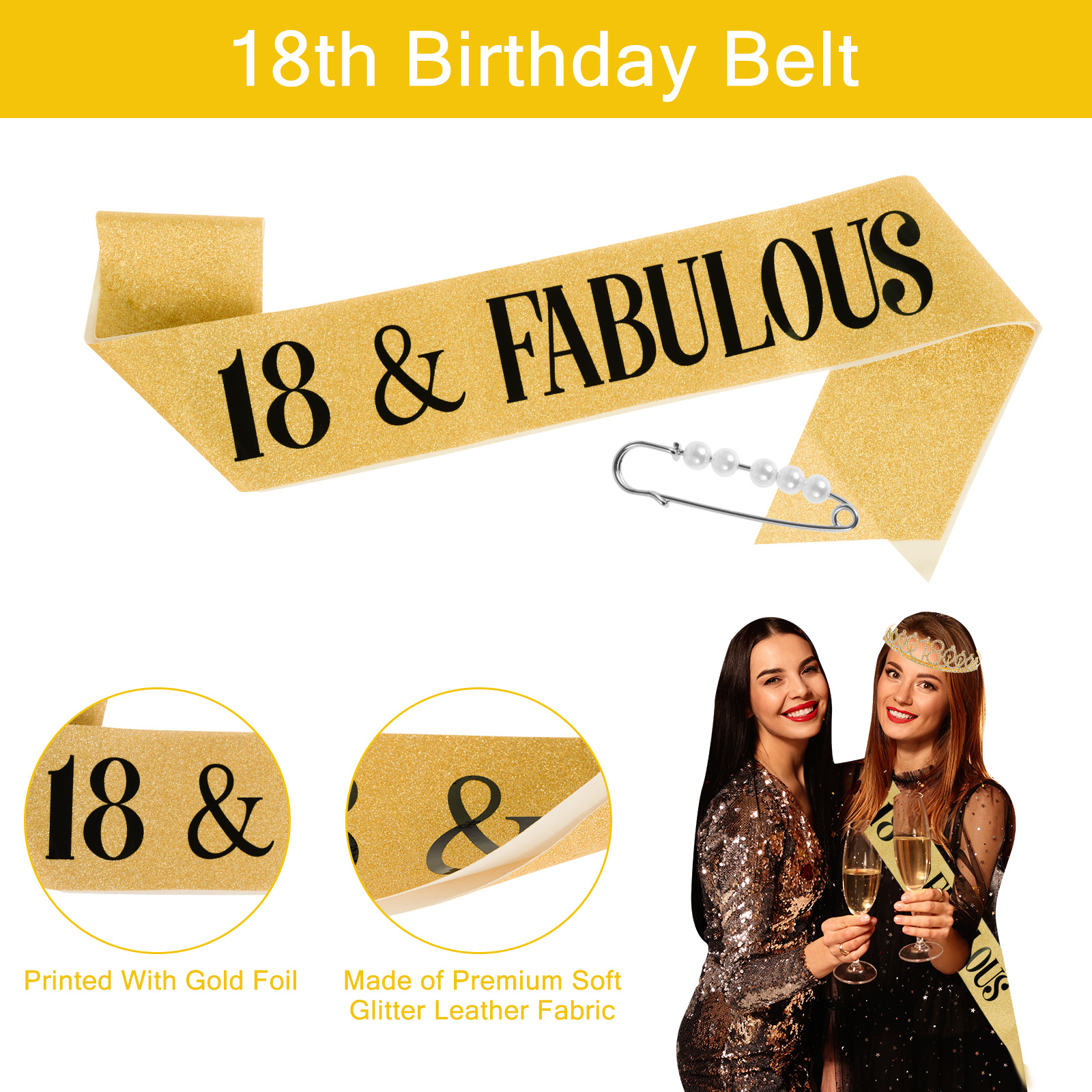 18th Birthday Sash Crown Set Glitter Girl Birthday Queen - Temu