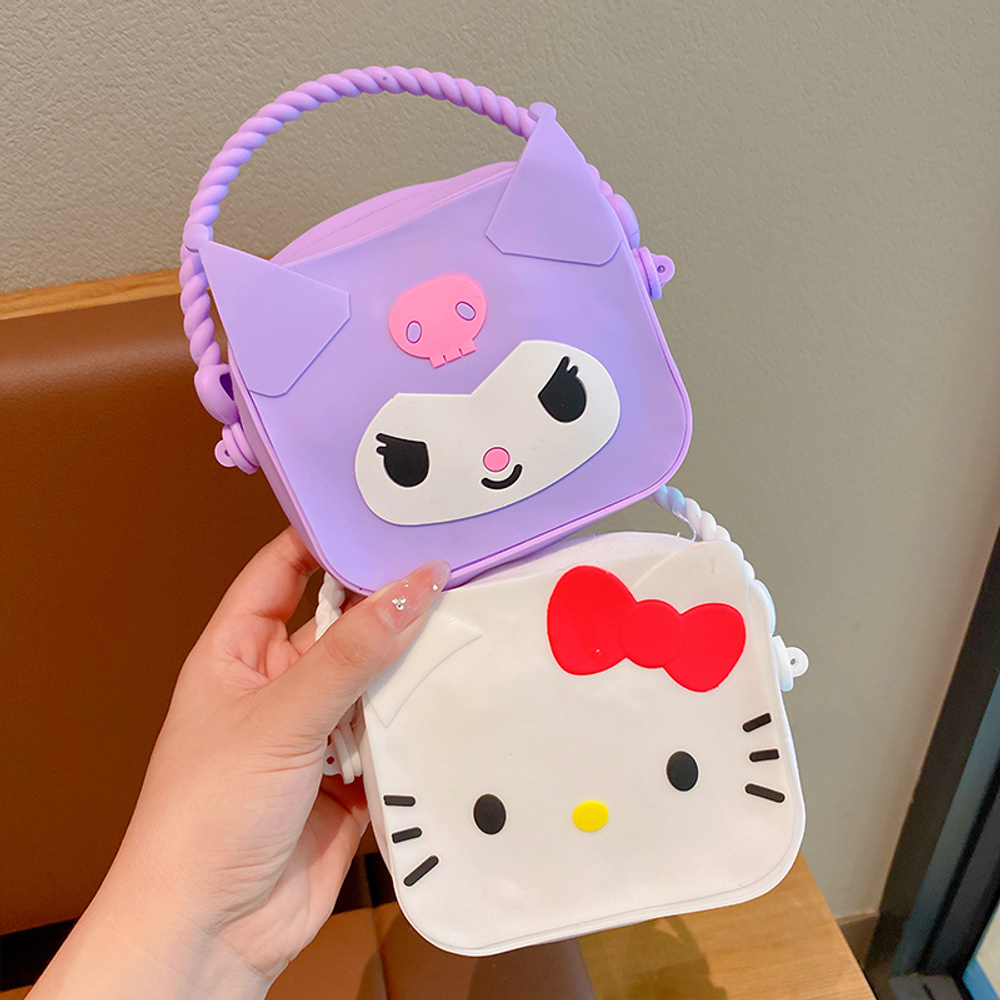 Kawaii Hello Kitty Cartoon Print Pu Children's Messenger Bag Anime