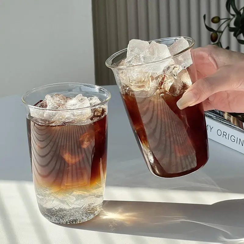 Glass Cup, High Borosilicate Glass Water Cup, Iced Coffee Cups, Drinking  Glasses For Juice, Cocktail, Coffee, And More, Summer Winter Drinkware -  Temu