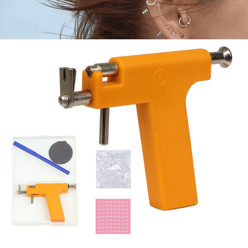 Juego de pendientes de acero quirúrgico para Piercing de oreja, kit de  herramientas de pistola, joyería, 98/24 piezas - AliExpress