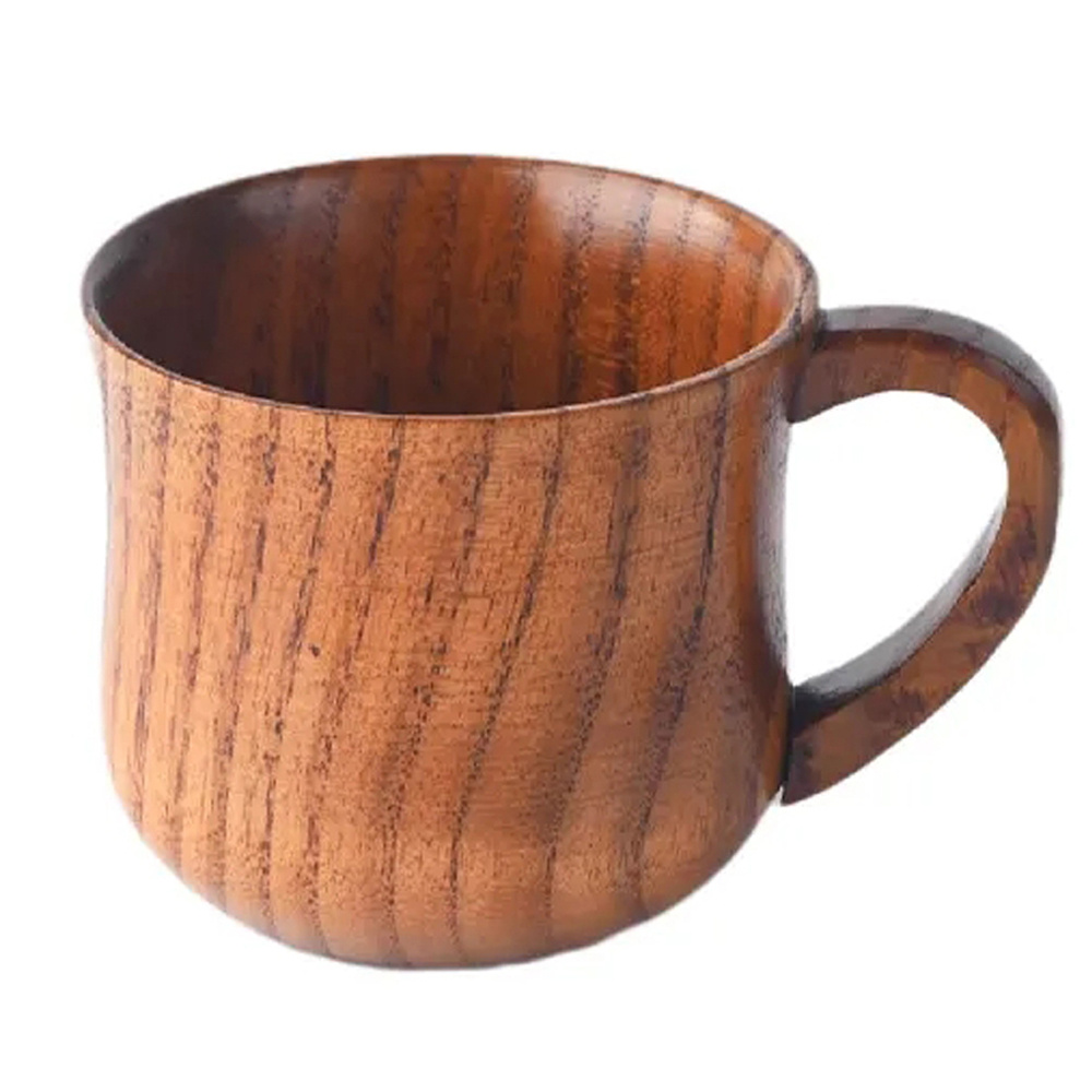 Wood Coffee Mug Tea Cup Large Beer Mug Japanese Style Wooden Tea Coffee Cup  with Handgrip