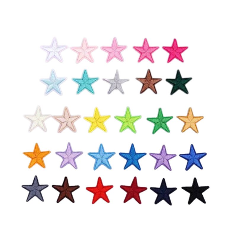

28pcs Star Iron On Patches For Clothing Embroidery Clothes Patch Applique Stripe Sew On Hat Sticker Transfer Pentagram Badges Ironing Patch
