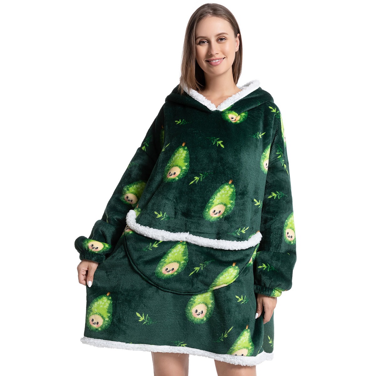 The Grinch Oversized Blanket Hoodie Kids Girls Festive Wearable Fleece Green