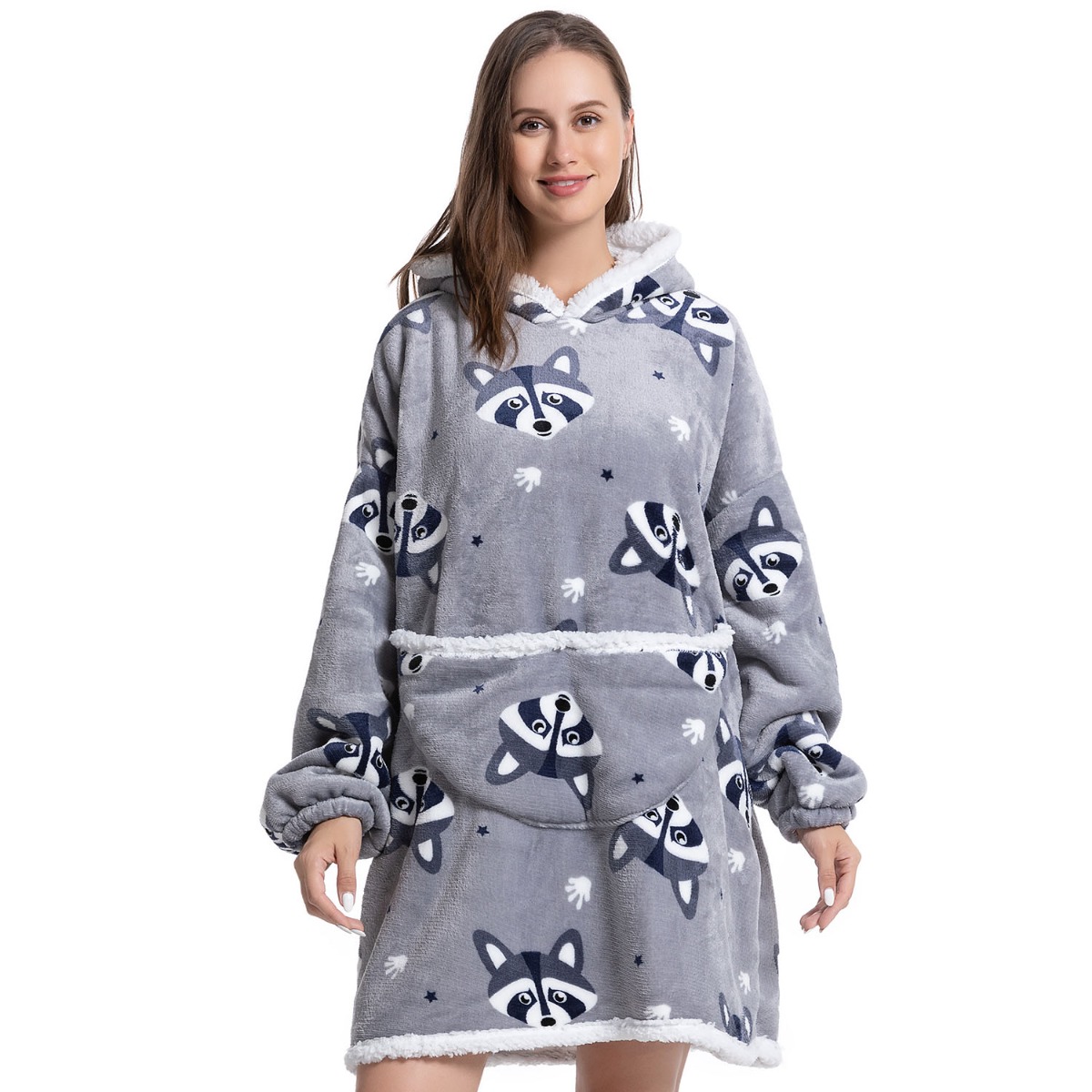 Wearable Blanket Hoodie, Oversized Sherpa Hooded For Women And Men, Cozy  Sweatshirt With Giant Pocket