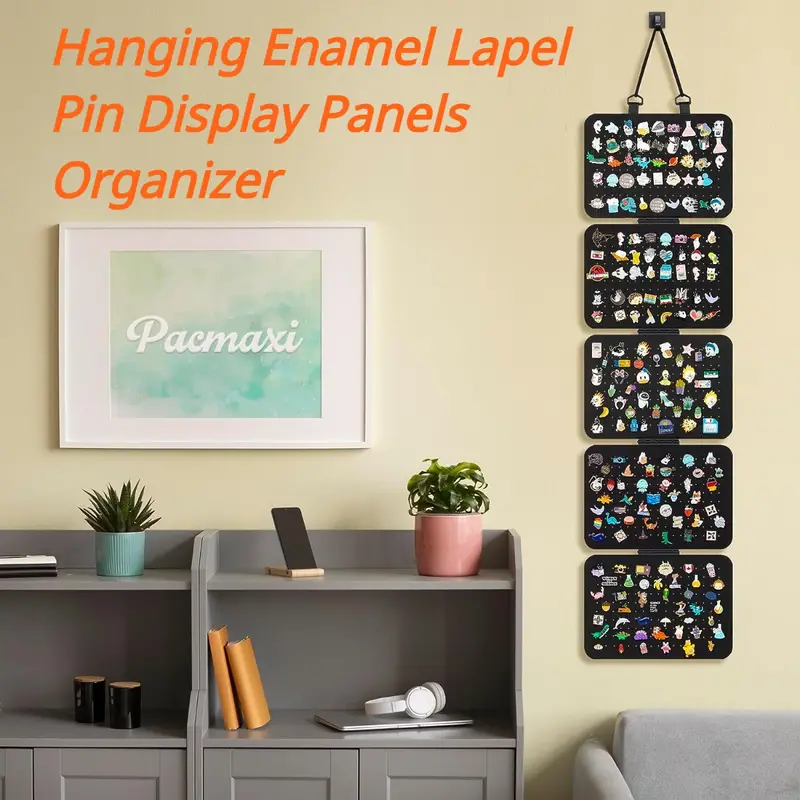 Hanging Enamel Lapel Pin Display Panels Organizer With 5 Loose