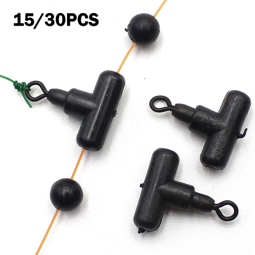 

15/30pcs T - Shaped Swivel Ring, Fishing Rig Clip, Line Hook Connector, Carp Fishing Accessories