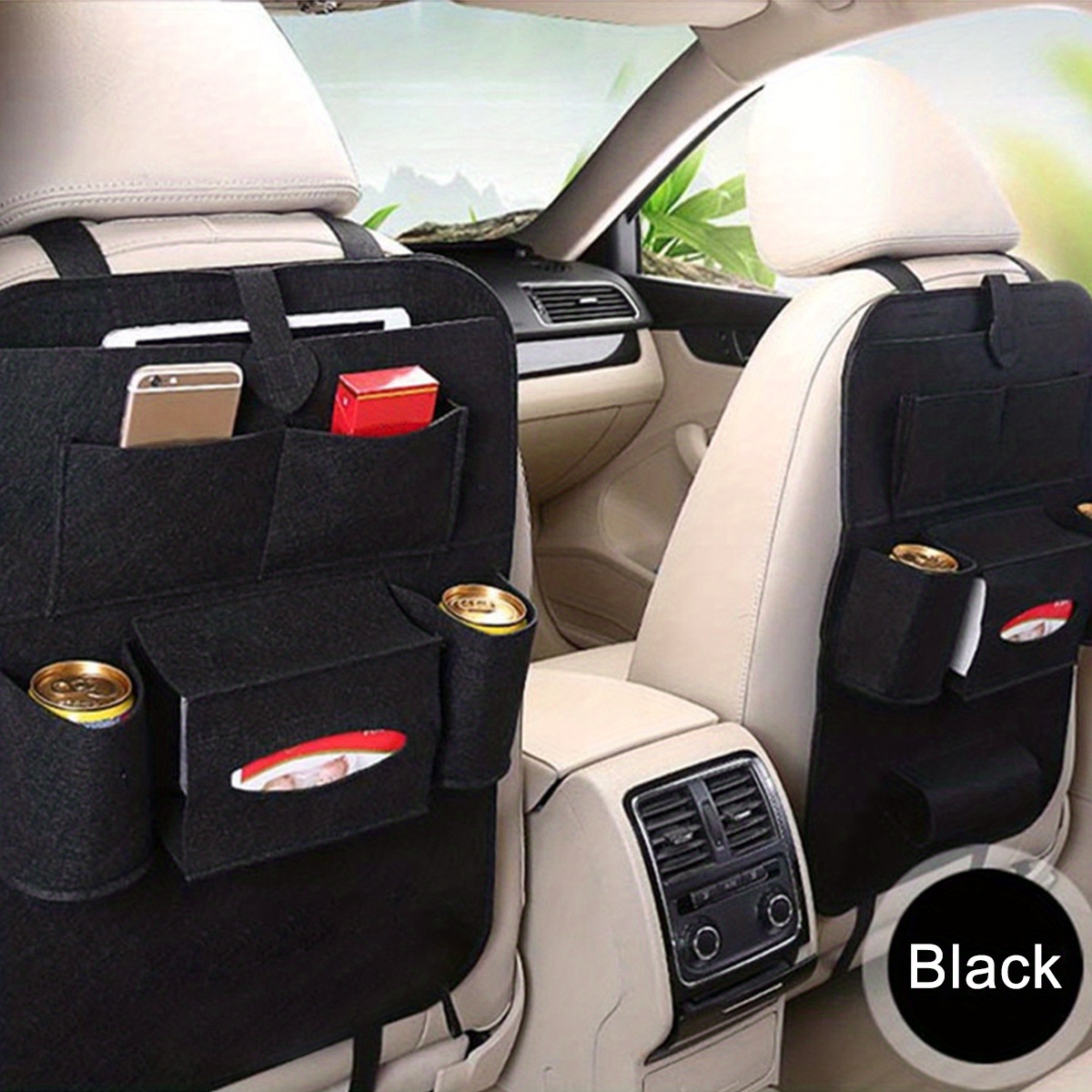 TEMU 1 Pieza, Bolsa De Almacenamiento De Fieltro LDQ Para Asiento De Coche, Perfecta Para Almacenar Suministros Interiores, Bienes Y Más, Montada En