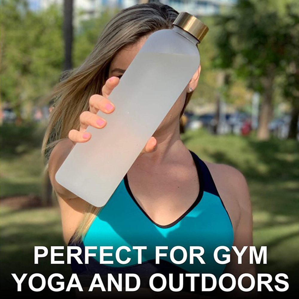 1000ml Sports Water Bottle with Time Marker Outdoor Gym Fitness Portable  Cups