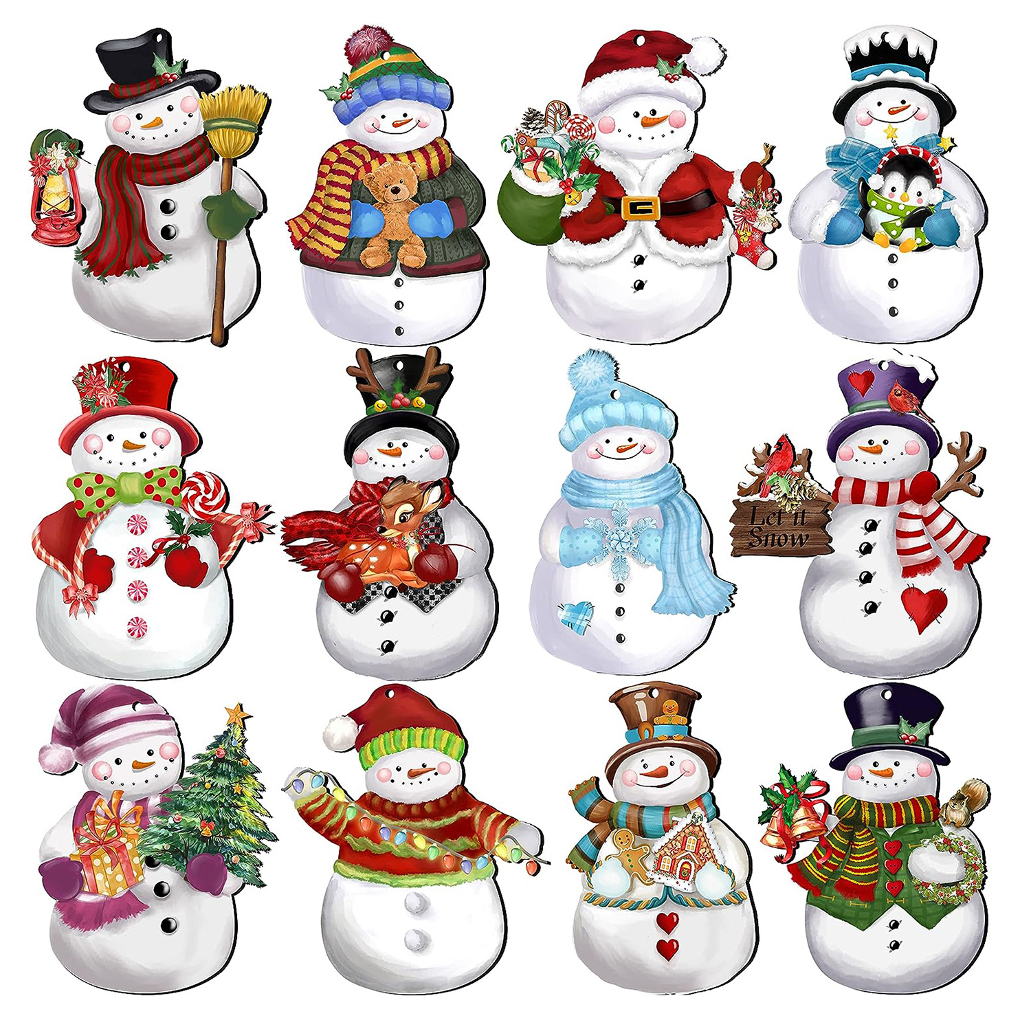 

24pcs, Christmas Snowman Wooden Hanging Ornaments, Tree Decorations, Yard Decoration, Yard Supplies, Party Decor, Holiday Supplies, Holiday Arrangement, Garden Decor