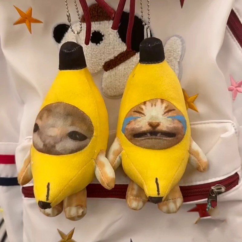 NEW Happy Banana Cat Pendant Keychain