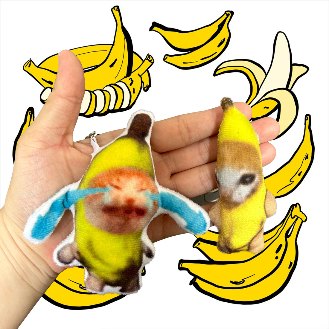 NEW Happy Banana Cat Pendant Keychain