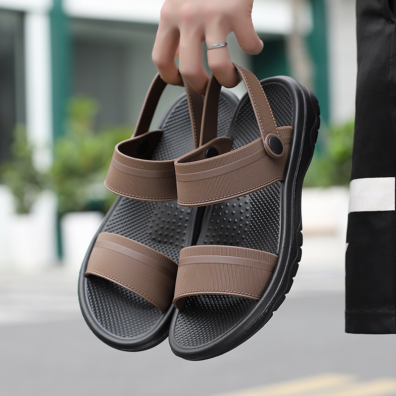 Leather Dual-Buckle Slide Sandals